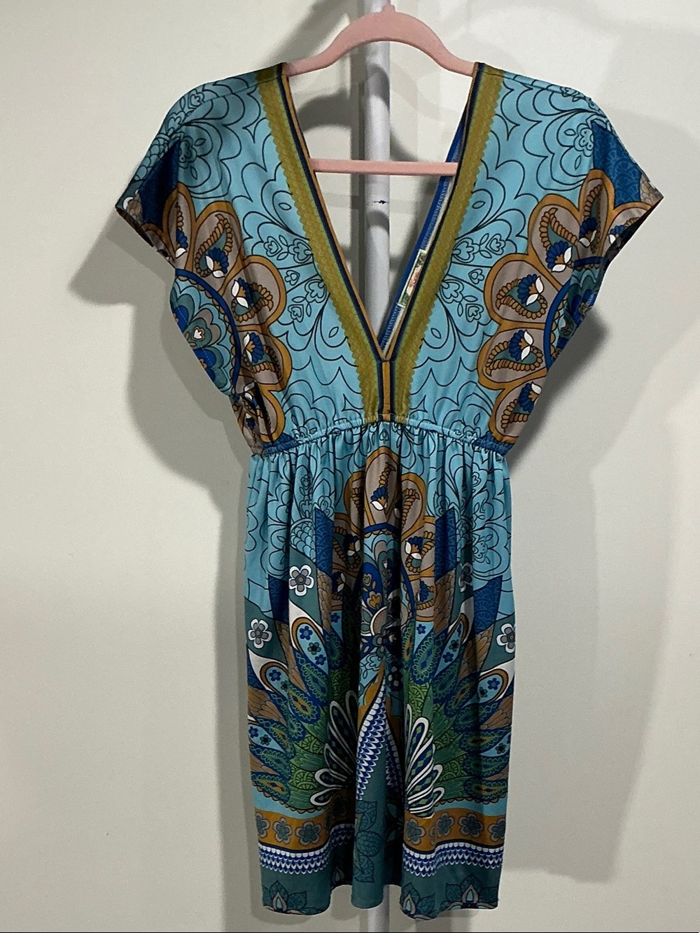 Flying Tomato Turquoise & Teal V-Neck Mini Dress